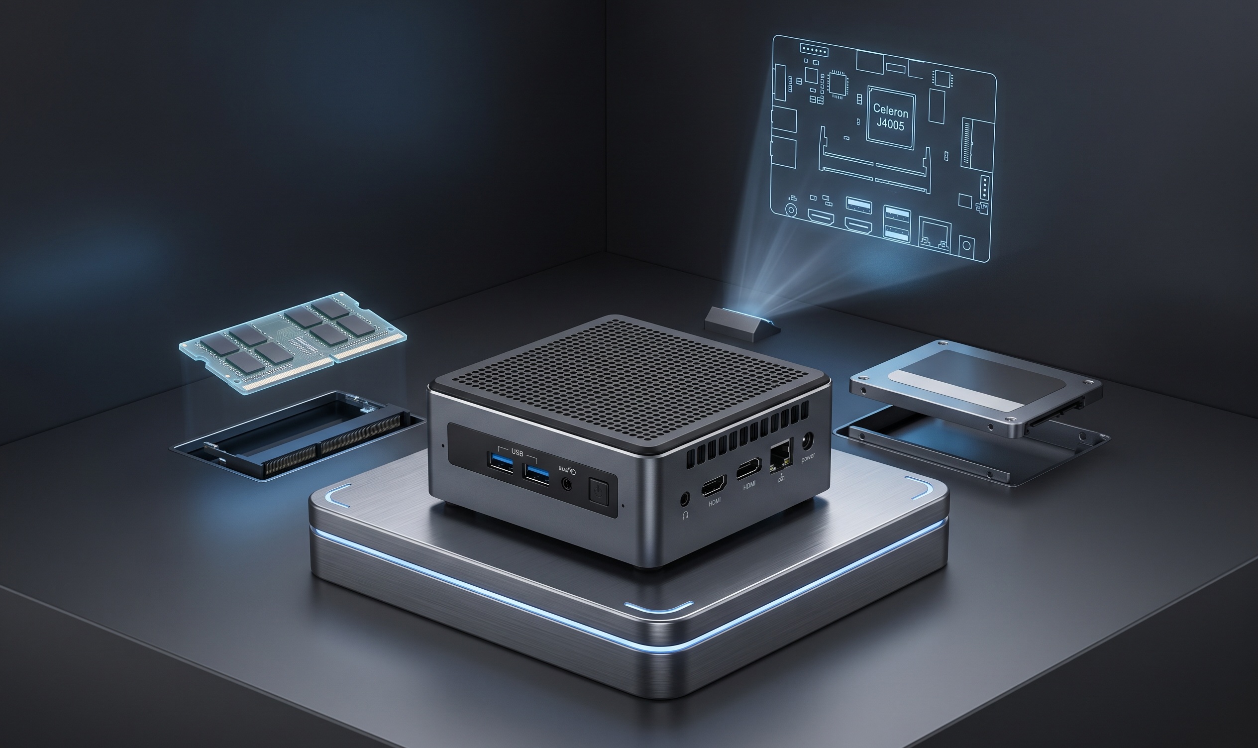 Intel® Celeron N3050 Mini PC Schematic and Hardware Render